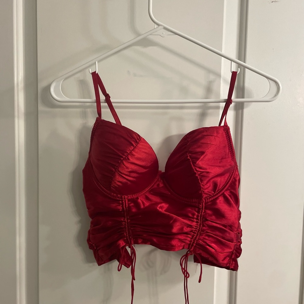 Satin Red Crop Top